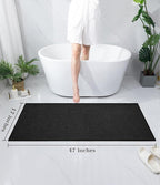 chakme Bathroom Rugs Mat 47x17, Ultra Thin Non Slip Bath Mat Quick Dry Absorbent Bath Mat for Bathroom Floor, (Black, 47"x17")