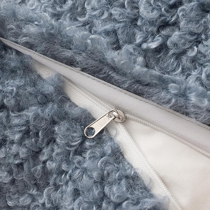 MIULEE Pack of 2 Throw Pillow Covers 20x20 Inch Dusty Blue Faux Fur Decorative Sherpa Pillow Covers Fuzzy Accent Soft Sheepskin Fleece Cushion Cases for Boho Home Decor Couch Living Room Bed
