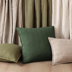 Foindtower Set of 2 Decorative Cotton Waffle Weave Lumbar Throw Pillow Covers Euro Shams Cushion Covers Accent European Pillowcase for Bed Couch Bedroom Living Room Home Decor 12×20 Inch Dark Green