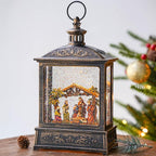 Christmas Snow Globe Glittering Nativity Scene with Music & Timer, USB Lined/Battery Operated Lighted Water Lantern for Christmas Festival Decoration Gifts