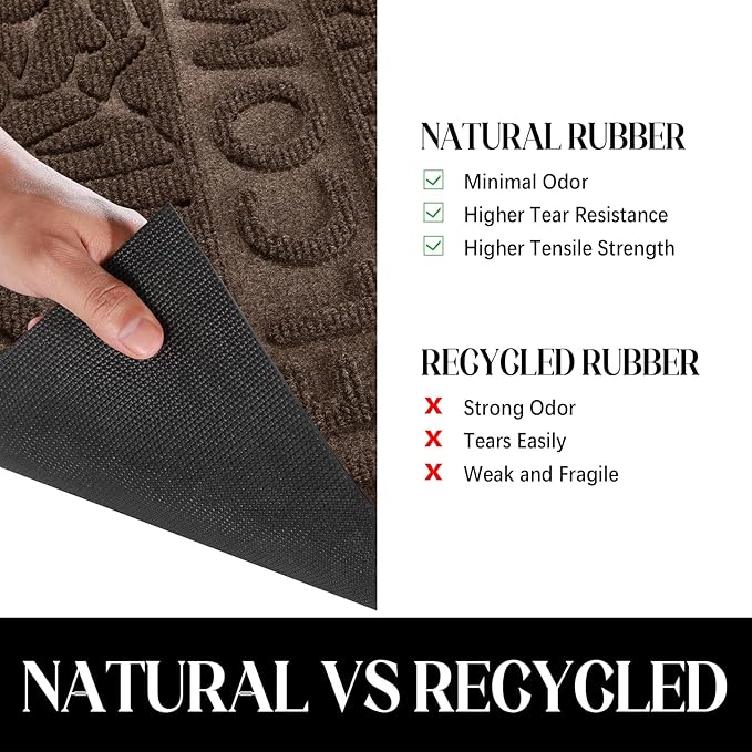 Yimobra Welcome Mat Outdoor 29.5x17, Waterproof Non-Slip Outdoor Mats for Front Door Outside Entrance, Low-Profile Entryway Mat Indoor for Garage Patio, Coffee