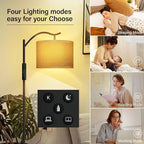 BoostArea Floor Lamp for Living Room,Arc Floor Lamp with Remote Control,Stepless Dimmable Brightness & Colors Temperature 2700k-6500k,Modern Standing Lamp for Bedroom Study Room Office,Jute