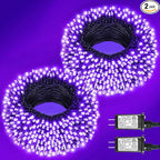 2 Pack Halloween Lights Outdoor, Total 200FT 600 LED Purple String Lights for Outside with 8 Modes Waterproof, Plug in Halloween Decorations for Indoor House Room Patio Garden Party Holiday