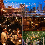 Mlambert 100Ft LED Outdoor String Lights, Dimmable Patio Lights, Waterproof Shatterproof 53 G40 Globe Bulb String for Backyard Bistro-Black 1 Pack