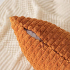 Kevin Textile Fall Throw Pillow Covers Soft Corduroy Decorative Set of 2 Boho Striped Pillow Covers Pillowcases Farmhouse Home Decor for Couch Bed Sofa Living Room 20x20 Inch Orange Yellow