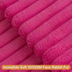 Double-Sided Faux Fur Plush Throw Pillow Covers 18x18 Set of 2 Fuzzy Striped Soft Cozy Pillowcase Luxury Decorative Pillows Square Shaggy Cushion Covers for Couch Sofa Bed,Hot Pink