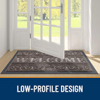 OLANLY Welcome Door Mat Indoor Outdoor Entrance, Heavy Duty Sturdy Front Door Mat, Waterproof All-Weather Doormat, Stain Resistant, Low Profile, Easy Clean Patio Entryway Mat, 47 x 32, Brown