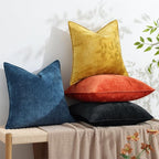 decorUhome Couch Throw Pillow Covers 26x26 Set of 2, Decorative Soft Euro Neutral Chenille Pillow Covers with Elegant Design for Sofa Bed Living Room Home Decor, Black