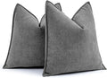 MIULEE Pack of 2 Dark Grey Decorative Pillow Covers 16x16 Inch Soft Chenille Luxurious Couch Throw Pillows Farmhouse Cushion Covers with Elegant Design for Sofa Bedroom Living Room Home Decor