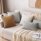 MIULEE Pack of 2 Decorative Throw Pillow Covers 16x16 Inch Soft Boho Striped Textured Corduroy Pillow Covers Modern Farmhouse Home Decor for Couch Bed Sofa Living Room Light Coffee
