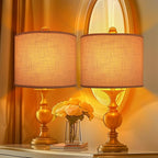 Drum Lamp Shades Set of 2, White Large Lampshades 15" Top X 15" Bottom X 12" Height, ALUCSET Large Lampshades Spider Fitter, Natural Linen Lamp Shade, Easy Assembly Required with 2 Lampshade Holders