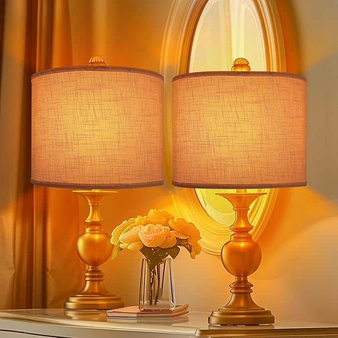 Drum Lamp Shades Set of 2, White Large Lampshades 15" Top X 15" Bottom X 12" Height, ALUCSET Large Lampshades Spider Fitter, Natural Linen Lamp Shade, Easy Assembly Required with 2 Lampshade Holders