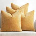 MIULEE Pack of 4 Couch Throw Pillow Covers 18x18 Inch Gold Soft Decorative Chenille Pillow Covers Farmhouse Accent Cushion Covers for Boho Home Decor Sofa Bedroom Living Room