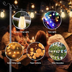 Lightdot Outdoor String Light Poles, 9FT Metal Patio Light Poles Post for Outside with Fork for Outside Hanging Backyard Garden, Deck Lighting Stand for Parties, Wedding, Halloween Decor -3Pack
