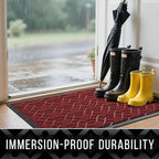 Yimobra Large Door Mat 47x32, All-Season Waterproof Doormat Outdoor Entrance, Heavy Duty Non-Slip Outside Door Mat for Garage Patio Proch Entryway Indoor, Easy Clean, Red