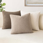 Foindtower Pack of 2, Curly Faux Fur Decorative Throw Pillow Covers Soft Neutral Plush Cushion Case with Zipper Cozy Modern Pillowcase for Home Living Room Couch Bed Sofa 20 x 20 Inch, Beige