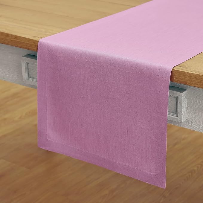 Solino Home Linen Violet Table Runner 48 Inches - 100% Pure Linen Farmhouse Short Table Runner 14 x 48 Inch Ideal for Dresser and Coffee Tables - Halloween, Holiday - Fete