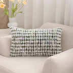 LUOYEHK Boho Throw Pillow Covers 12x20 Inch Set of 2 Farmhouse Neutral Lumbar Pillow Covers Chenille Tufted Pillowcase for Couch Sofa Bed Living Room, Green White