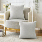 MIULEE Pack of 2 Light Gray Throw Pillow Covers 20x20 Inch Soft Chenille Pillow Covers for Sofa Living Room Couch Solid Dyed Cases