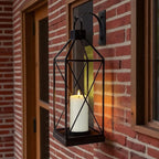 Waterproof Flickering Auto Timer Ivory Plastic Flameless Candles with Candle Grease, 3" x4" 5" 6" 7" Outdoor LED Long Lasting Battery Operated Remote Control Pillar Candles, Pack of 4