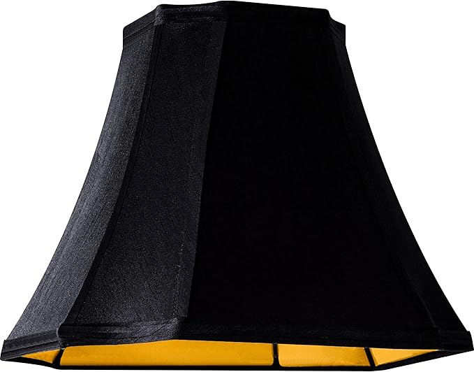 GO&S0 Set of 2 Medium Bell Lamp Shades Black,13.2" Octagonal Lampshade for Table Lamps,Floor Lamp Replac-6.5"x13.2"x10.6"(Spider) Modern Shade for Nightstand,Faux Silk Easy Assembly Required