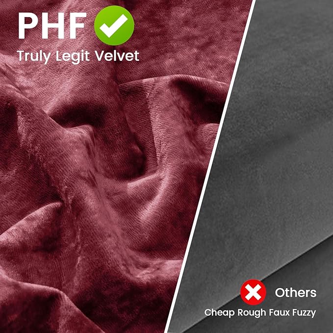 PHF Truly Velvet Throw Pillow Covers, 24"x24", No Insert, 2 Pack Color Gradient Cushion Covers, Ultra Soft Cozy Square Covers Shell for Home Decorative, No Shedding, No Pilling, Wine Red