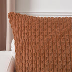 Kevin Textile Decorative Pillow Covers Set of 2 Striped Plush Corduroy Pillows Pillowcases Boho Home Decor Cushion Covers for Couch Sofa Bed Living Room 16x16 Inch, Burnt Orange