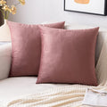 EMEMA Pack of 2 Velvet Throw Pillow Covers Decorative Square Pillowcase Soft Solid Cushion Case for Sofa Bedroom Chair Car 18x18 Inch Dusty Rose