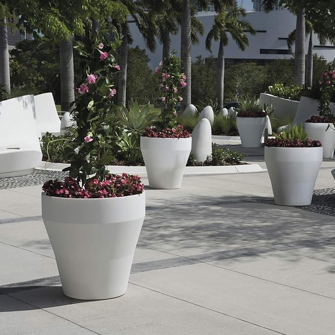 Crescent Garden Rim TruDrop Planter, Self-Watering Plant Pot, 22-Inch (Olive)