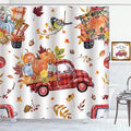 Fall Truck Pumpkin Shower Curtain Autumn Leaves Red Truck Farmhouse Harvest Thanksgiving Bathroom Curtains Waterproof Polyester Fabric Bath Curtain 72 x 72 Inch with 12 Plastic Hooks