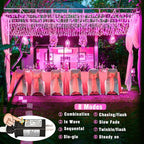 500 LED Pink String Lights 165ft Pink Christmas Lights Outdoor Waterproof 8 Modes Clear Wire, Plug in Twinkle Fairy Lights for Bedroom Indoor Wedding Christmas Decorations