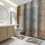 Lnond 4Pcs Bathroom Shower Curtain Sets with Rugs,Brown Gradient Painting Art Bathroom Sets with Shower Curtain and Rugs and Accessories
