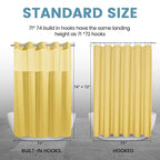 Yellow No Hook Shower Curtain with Snap in Liner,230GSM Waffle Weave Shower Curtains for Bathroom,71W x 74H