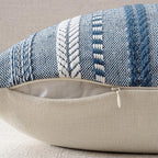 ANRODUO Pack of 2 Boho Throw Pillow Covers 24x24 Inch Farmhouse Decorative Couch Pillow Cases Jacquard Cushion Cover Neutral Accent Pillows of Bed Sofa Bedroom Living Room Home Decor, Navy Blue