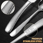 Lemeya 40-Piece Hammered Silverware Set for 8 with Serrated Forging Knives,18/10 Stainless Steel Modern Flatware Set,Unique Cutlery Set Spoons and Forks Set,Mirror Polished,Dishwasher Safe