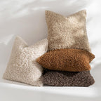 MIULEE Pack of 2 Faux Fur Chocolate Throw Pillow Covers 18x18 Inch Boucle Decorative Sherpa Pillow Covers Fuzzy Accent Soft Sheepskin Fleece for Boho Home Decor Sofa Living Room Couch Bed