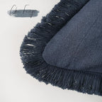 Foindtower Set of 2 Decorative Linen Fringe Throw Pillow Covers Cozy Boho Farmhouse Cushion Cover with Tassels Soft Accent Pillowcase for Couch Sofa Bed Living Room Home Decor, 22×22 Inch, Navy Blue