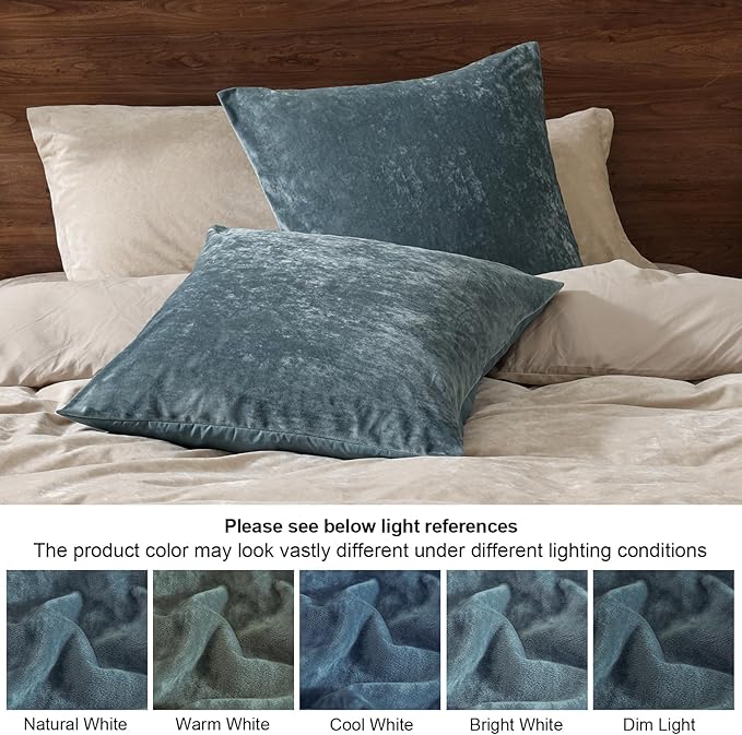 PHF Truly Velvet Euro Sham, 26"x 26",No Insert, 2 Pack Color Gradient Euro Throw Pillow Covers, Ultra Soft Cozy Pillow Covers for Home Decorative, No Shedding, No Pilling, Stormy Blue
