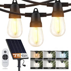 Brightech 104 (52x2) FT Ambience Pro Solar Powered Outdoor LED String Lights - Waterproof Remote Control Lights - 48 Bulbs, 7W Solar Powered Color Changing White Light for Camping, Patio, Garden