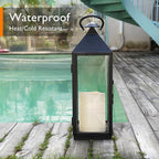 Homemory 6" x 9" Extra Large Outdoor Waterproof Candle with Auto 6-Hour Timer, No Remote, Ivory Plastic Made, Long Last for Half A Year