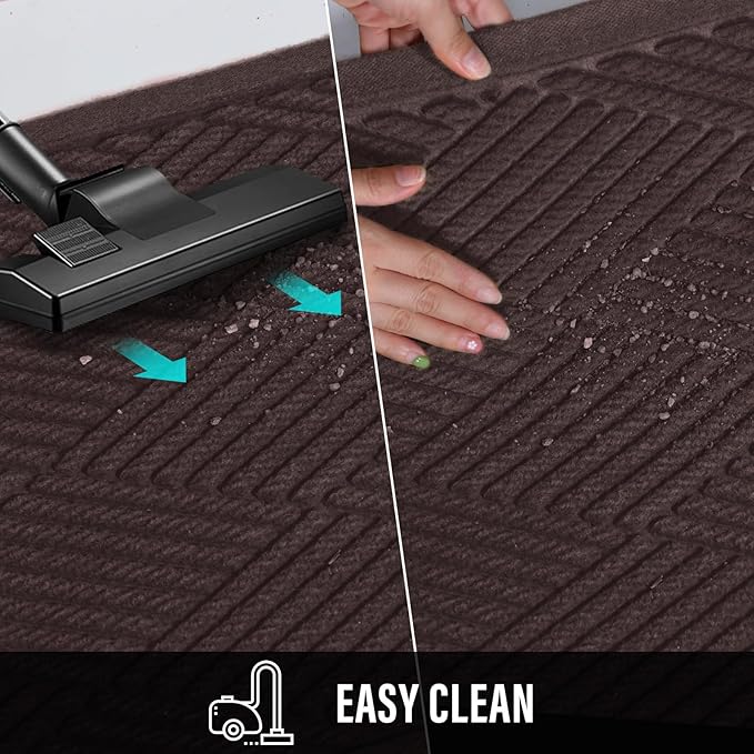 Sturdy Front Door Mat, Absorbent Muddy Dirt Resist Welcome Door Mats Outdoor Indoor, Stain and Fade Resistant, Non-Slip Rubber Backing Low Profile Doormat for Entryway, 47×32, Coffee
