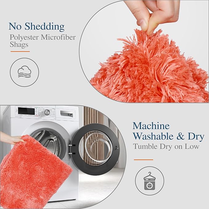 Walensee Large Bathroom Rug (24 x 40, Iiving Coral) Extra Soft and Absorbent Shaggy Mat Machine Washable Microfiber Bath Mat, Non Slip Bath Mat, Luxury Bathroom Floor Mats