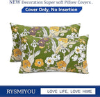 Decorative Throw Pillow Covers Set of 2 Green Pillow Covers 12x20 inch Soft Short Plush Square Freesia Floral Throw Pillows,Farmhouse Outdoor Pillow Covers for Couch Sofa Bed Living Room