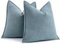 MIULEE Pack of 2 Dusty Blue Decorative Pillow Covers 20x20 Inch Soft Chenille Luxurious Couch Throw Pillows Farmhouse Cushion Covers with Elegant Design for Sofa Bedroom Living Room Home Decor