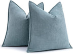 MIULEE Pack of 2 Dusty Blue Decorative Pillow Covers 20x20 Inch Soft Chenille Luxurious Couch Throw Pillows Farmhouse Cushion Covers with Elegant Design for Sofa Bedroom Living Room Home Decor