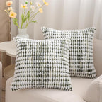 LUOYEHK Boho Throw Pillow Covers 18x18 Inch Set of 2 Farmhouse Neutral Pillow Covers Chenille Tufted Pillowcase for Couch Sofa Bed Living Room, Green White