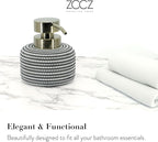 ZCCZ Black and White Bathroom Accessories Set, 4 Pieces - Toothbrush Holder, Soap Dispenser, Vanity Tray, Tumbler - Countertop Organizer for Bathroom Decor - Modern Accessory Set for Home and Office