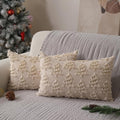 Christmas Pillow Covers 12x20 inch Set of 2 Soft Plush Faux Fur Christmas Decor Beige Xmax Tree Yellow Colored Lights Decoration Throw Pillow Case for Winter Holiday Sofa Living Room PT003C12