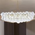 Luxury Bubble Glass Chandeliers Clear Ribbed Swirled Blown Glass Ball 50" L Rectangular Island Light Fixture Hanging Pendant Light Fixtures for Living Room Restaurant Dining Table