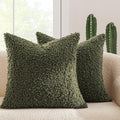 MIULEE Pack of 2 Throw Pillow Covers 20x20 Inch Olive Green Faux Fur Decorative Sherpa Pillow Covers Fuzzy Accent Soft Sheepskin Fleece Cushion Cases for Boho Home Decor Couch Living Room Bed